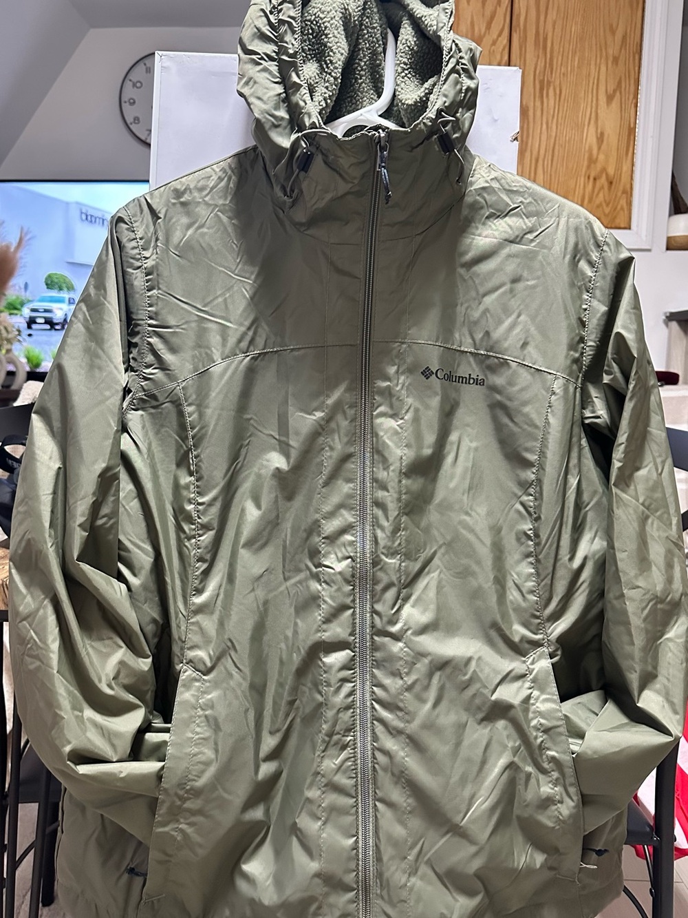 Chaqueta con forro de sherpa ,Para Mujer,Verde oliva Talla L